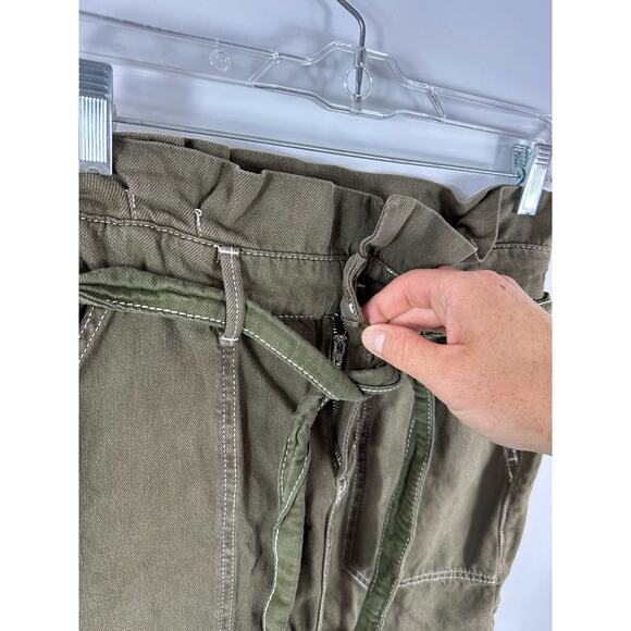 Free People Green Paperbag Cargo Mini Skirt Tie Skirt Size 4 Boho Military - Picture 10 of 10